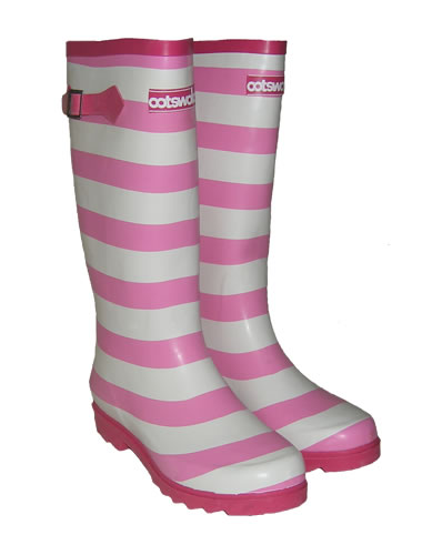 Cotswold Pink Stripey Wellingtons
